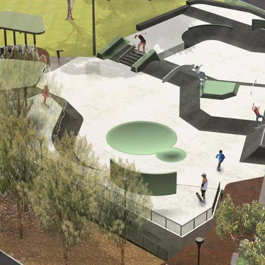 Artist impression of Lilyfield Skate Plaza